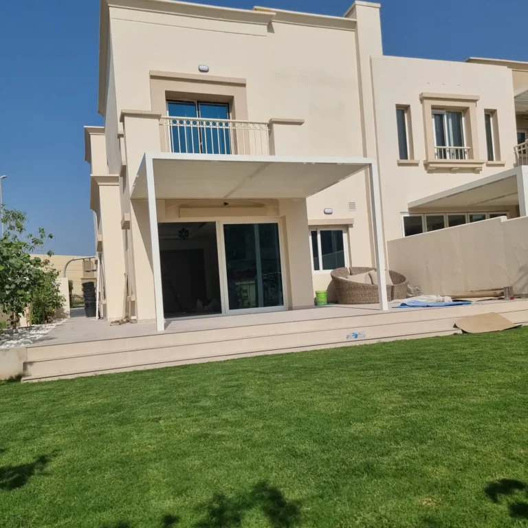 Aluminium pergola beside swimming pool Dubai