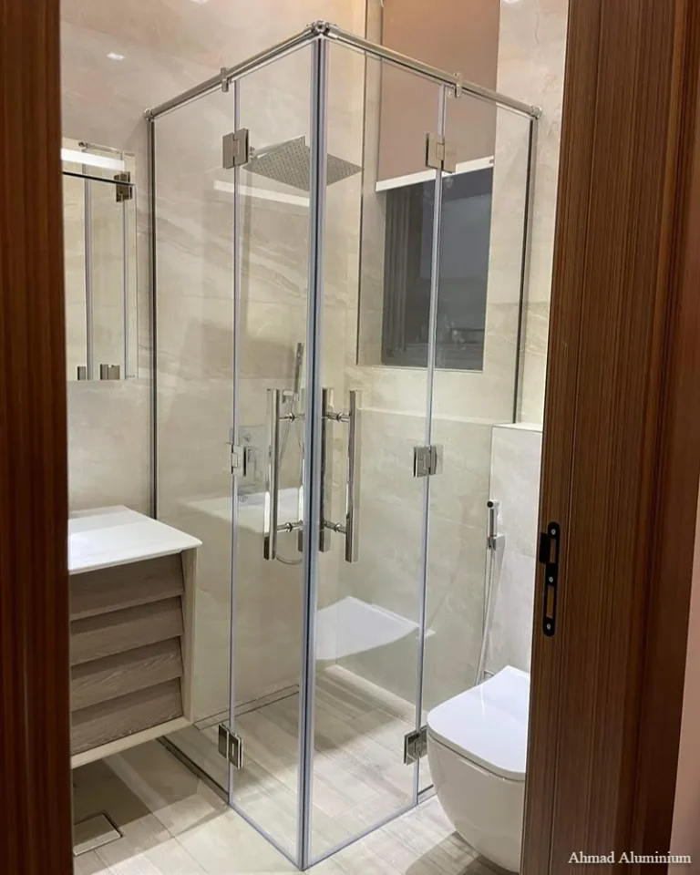 Corner entry glass shower cabin.webp