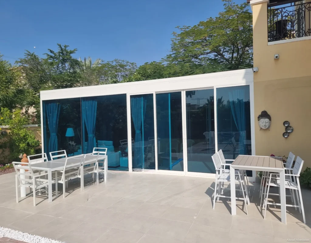 Glass room extension jumeirah villa triangle dubai.