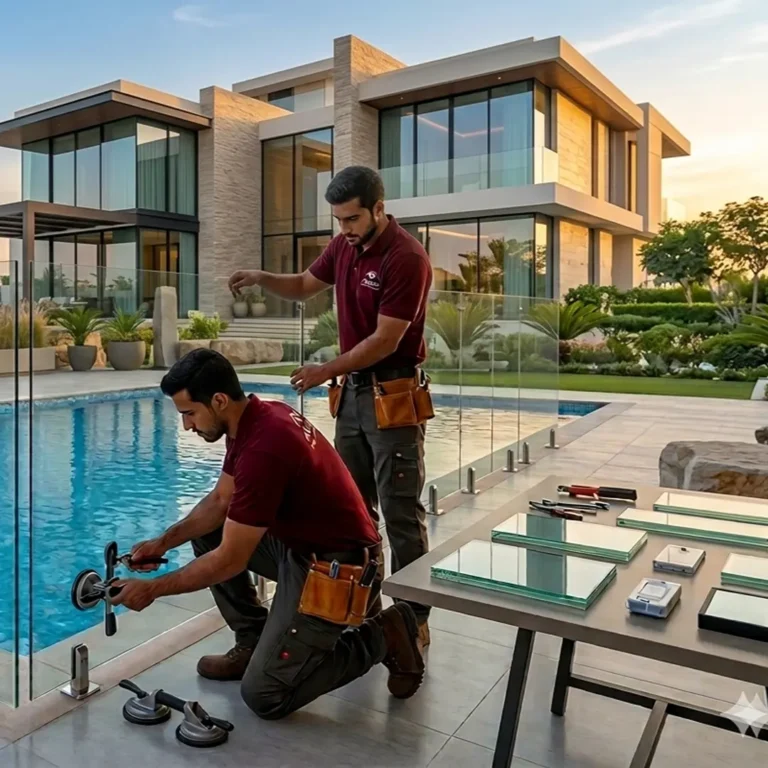 12mm tempered safety glass swimming pool fence with magnetic latches by Ahmad Aluminium.