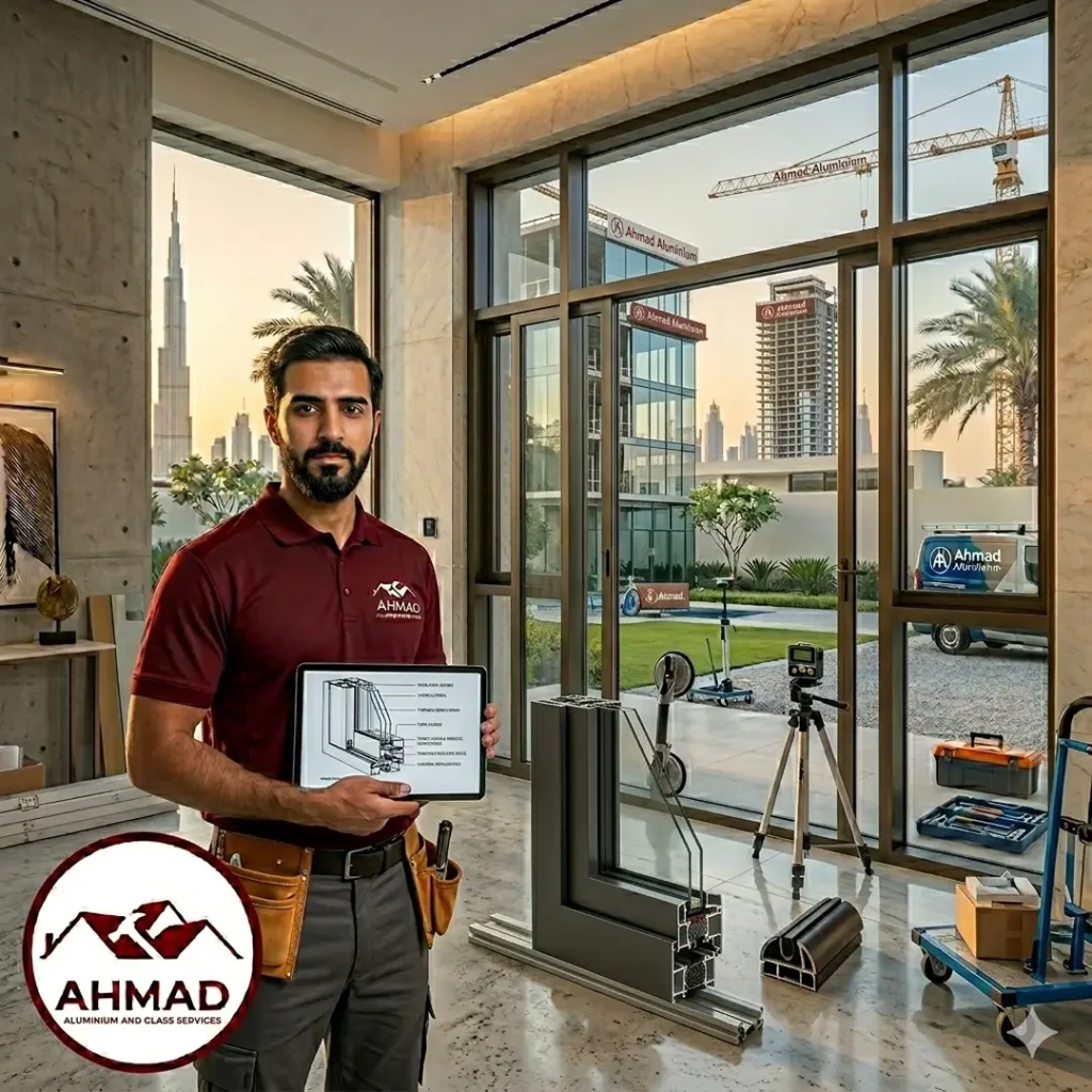 Energy efficient thermal break aluminium sliding windows with acoustic sealing by Ahmad Aluminium.