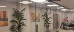 Modern office glass partition clean finish business bay dubai